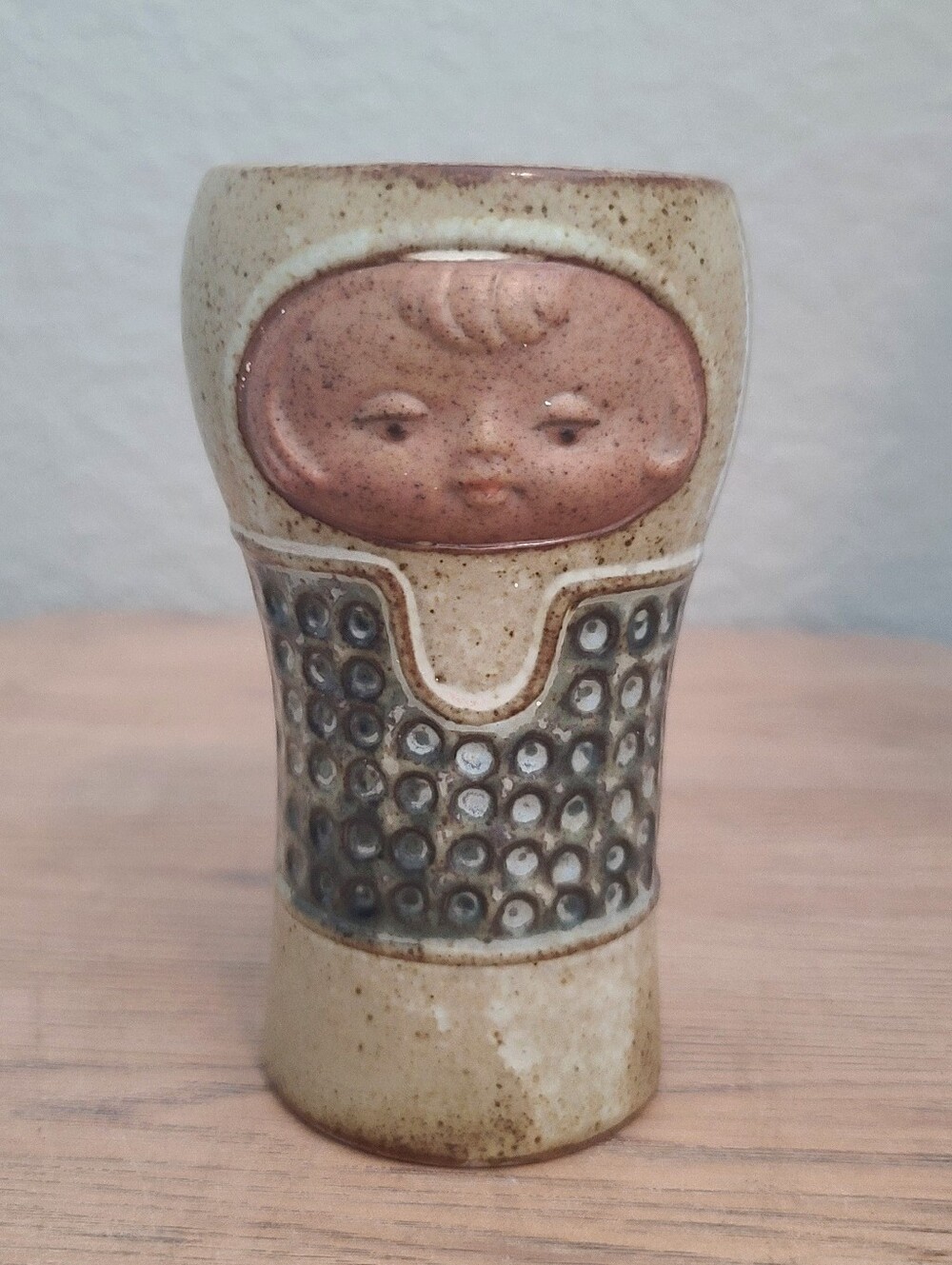 Vintage MCM UCTCI Baby Face HeadStoneware Cup/Vase  Japananese Pottery